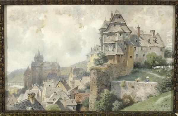 Diez An Der Lahn - Teilansicht Mit Dem Grafenschloss Oil Painting by Gustav Conz