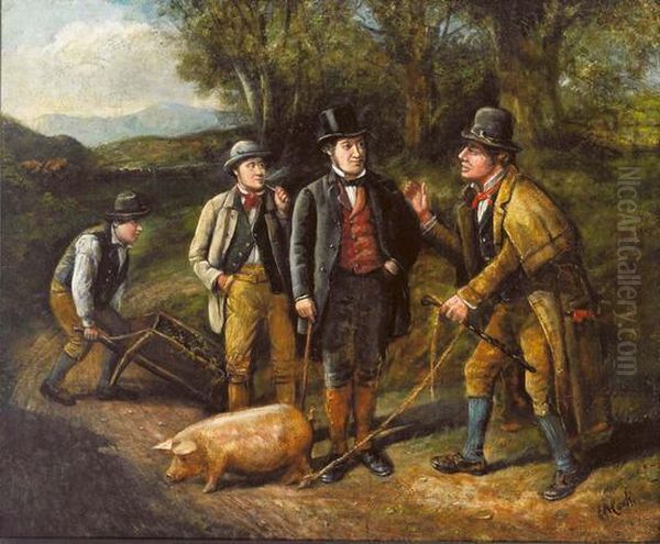 Truffle Hunting Oil Painting by Charles Henry Cook