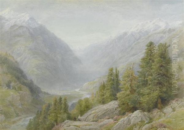 View Over Zermatt From The Riffelalp Oil Painting by Ebenezer Wake Cook