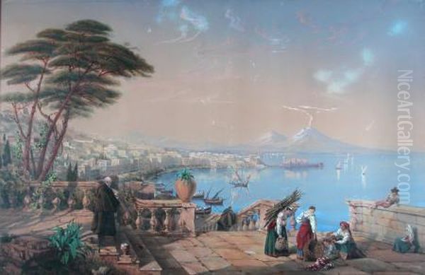 From The Terrace Across The Bay, Naples Oil Painting by Henry Cook