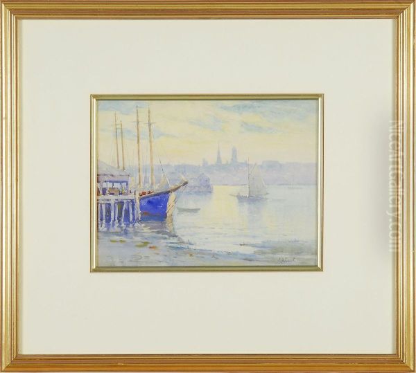 Resting At The Dock, Gloucester Harbor Oil Painting by John A. Cook