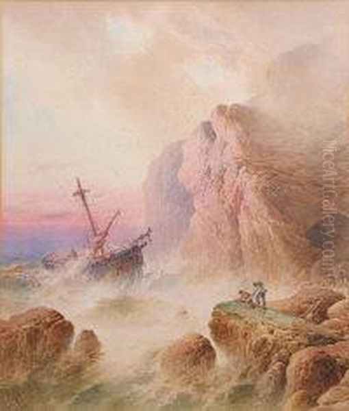 Wreck At Dawn Oil Painting by William Cook Of Plymouth