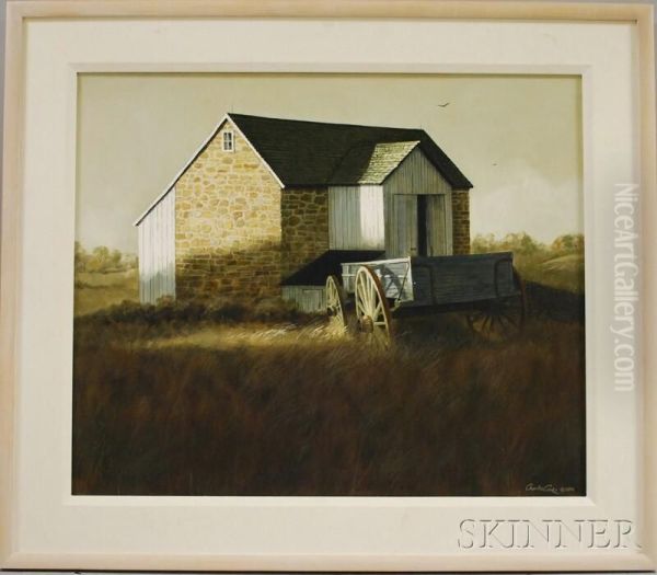 View Of A Barn Oil Painting by Albert Charles Cooke