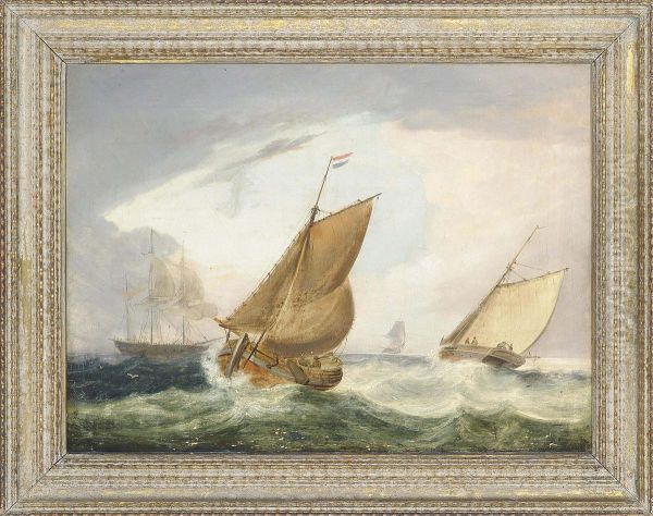 Shipping On Rough Seas Oil Painting by Edward William Cooke