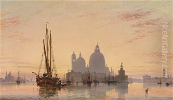 Venetian Vedute With The Church Of Santa Maria Della Salute Oil Painting by Edward William Cooke