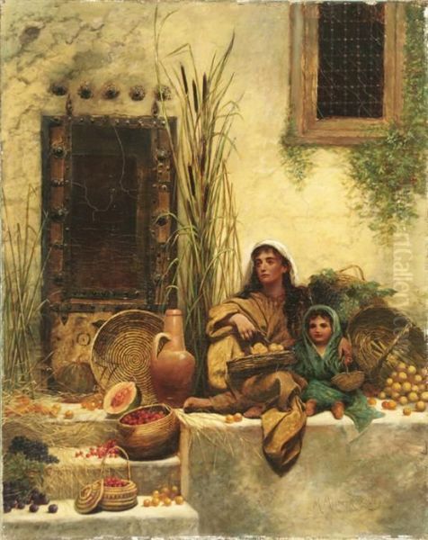 The Fruit Sellers Oil Painting by Margaret Murray Cookesley