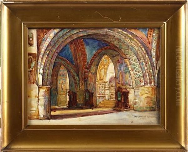 The Interior Of The Lower Church Of San Francesco, Assisi Oil Painting by May Louise Greville Cooksey