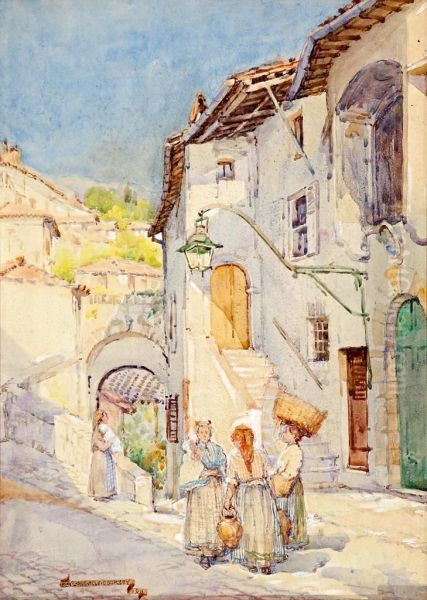 Un Pueblo Oil Painting by May Louise Greville Cooksey