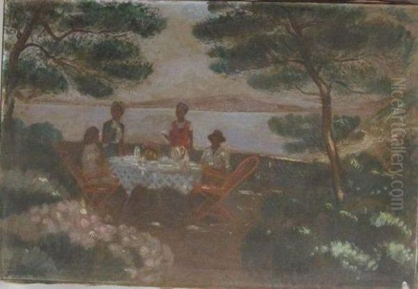 Repas Sur Une Terrasse Aux Antilles Oil Painting by Cassius Marcellus Coolidge