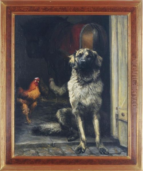 Guarding The Rooster's Coop Oil Painting by Cassius Marcellus Coolidge