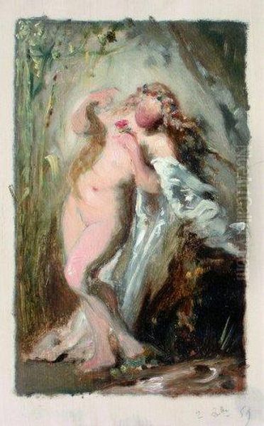 Etude De Femme Nue, Une Draperie Sur Le Bras Gauche Oil Painting by Pierre Oliver Joseph Coomans