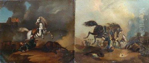 Battle Scenes Oil Painting by Abraham Cooper