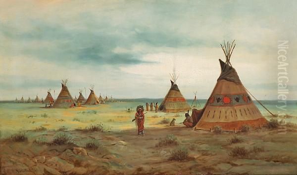 Cheyenne Camp Oil Painting by Astley David Middleton Cooper