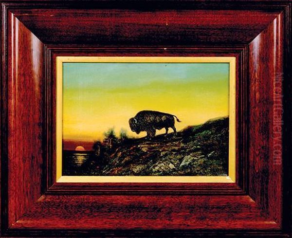 Lone Buffalo Oil Painting by Astley David Middleton Cooper