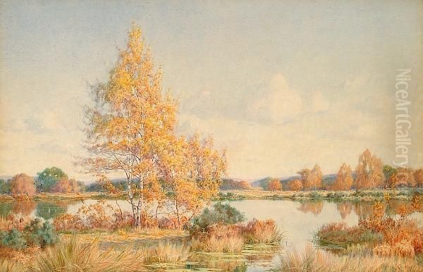 An Autumnal River Landscape. Oil Painting by Byron Cooper