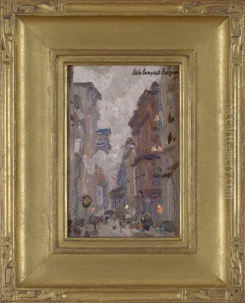 Evening City Street Scene Oil Painting by Colin Campbell Cooper