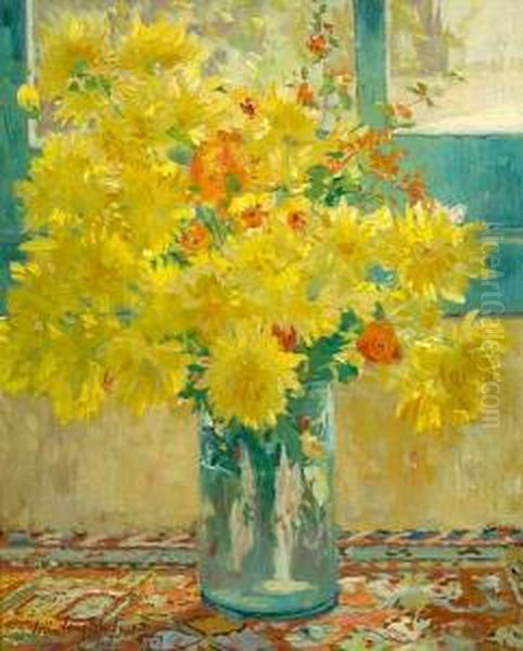 Yellow Chrysanthemums Oil Painting by Colin Campbell Cooper