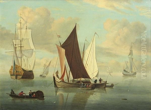 Shipping Off The Dutch Coast; Also A Companion Marine Painting (a Pair) Oil Painting by Elizabeth Cooper Cooper