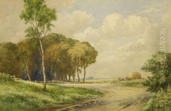 Country Landscape With Haycart Oil Painting by George Cooper