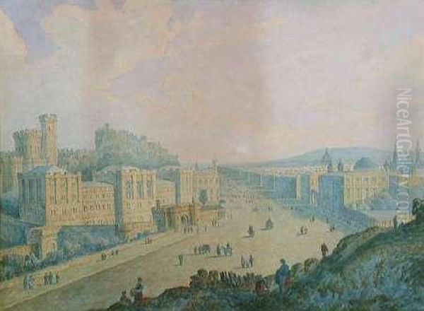 View Of Edinburgh From Calton Hill Oil Painting by George Cooper