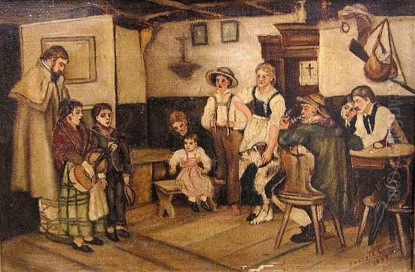 Tyrolean Minstrels Oil Painting by George Cooper