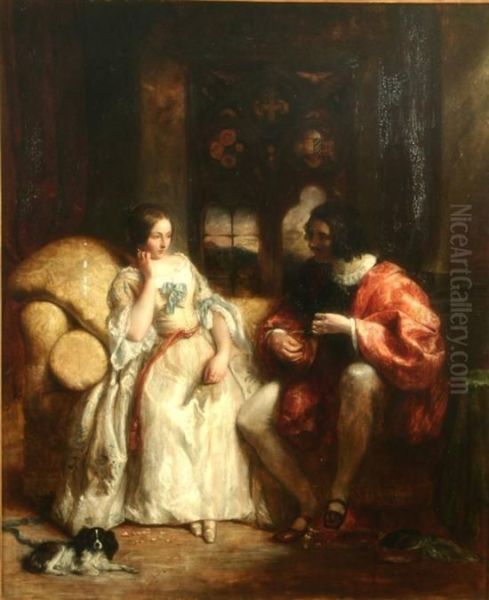 Interior Scene With A Lady And A Gentleman Oil Painting by Charles West Cope