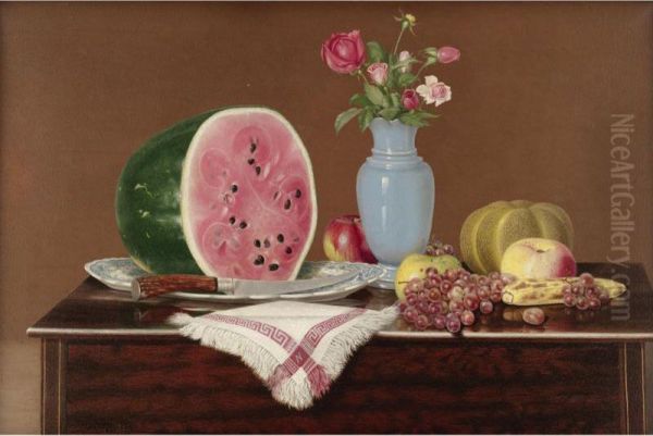 Still Life With Watermelon Oil Painting by George Cope