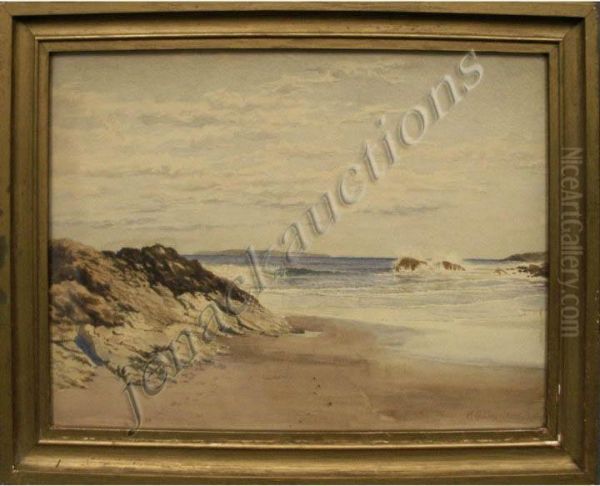 Watercolor, Coastal Landscape Oil Painting by Charles George Copeland