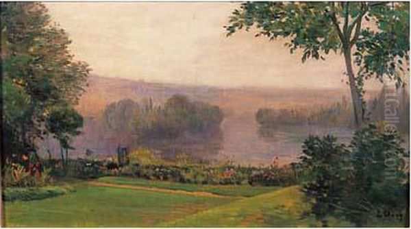 jardin En Bord De Seine Oil Painting by Eugene Jean Copman