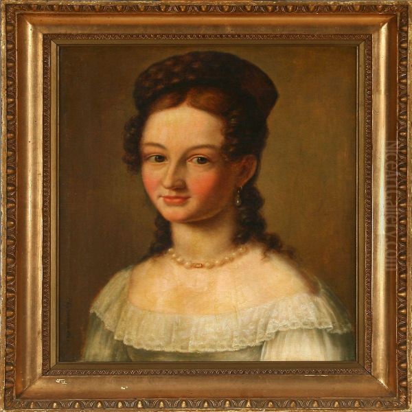 Portrait Of Laurasusanne Storch, Nee Baggesen Oil Painting by Peter Copmann