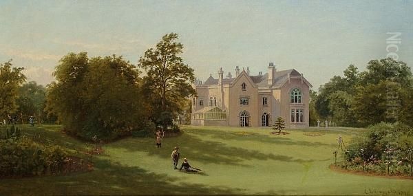 Summer Sports In The Garden Of A Country House; The Croquet Lawn Oil Painting by C. Law Coppard