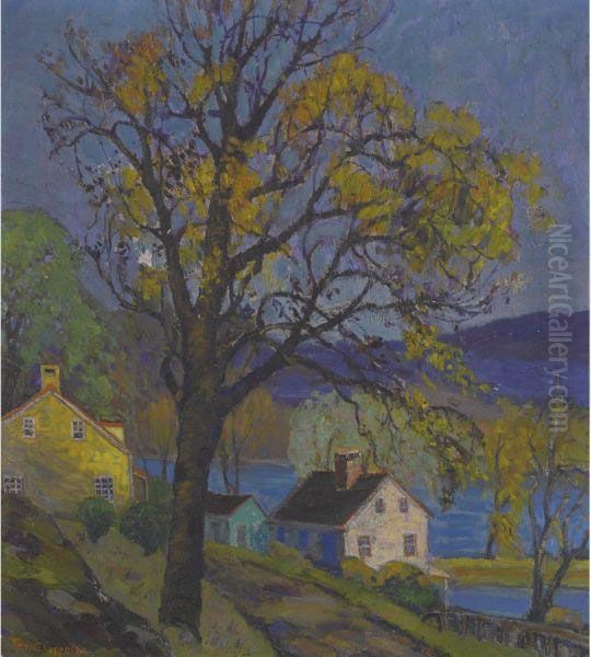 Houses Along The Delaware Oil Painting by Fern Isabel Coppedge