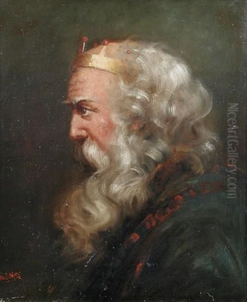 Study Ofking Lear Oil Painting by Herman Copper