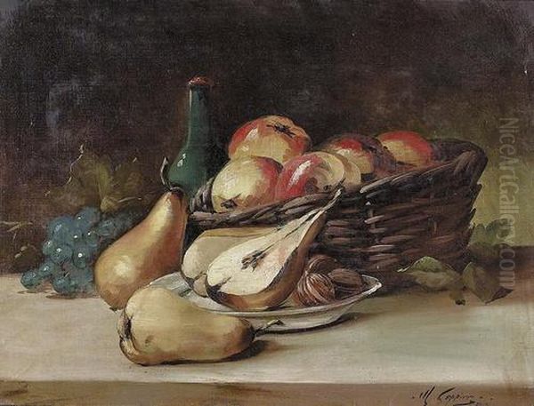 Stillleben Mit Birnen, Apfeln Und Trauben. Oil Painting by Andre Charles Coppier