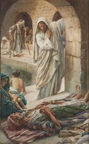 Christ At The Pool Of Bethesda Oil Painting by Harold Copping