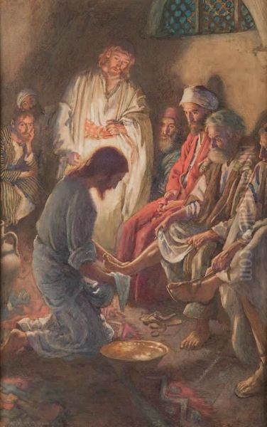 Christ Washing The Feet Of The Disciples Oil Painting by Harold Copping