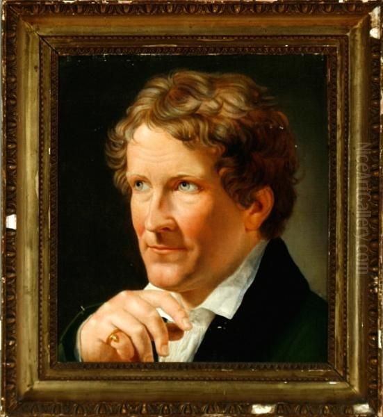 Copy After, 19th Century: A Portrait Of The Danish Sculptor Bertel Thorvaldsen. Unsigned Oil Painting by William Copy