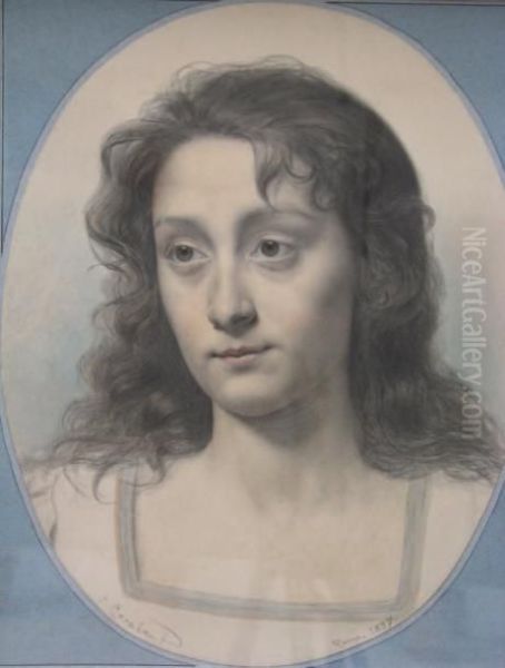 Portrait De Jeune Femme Oil Painting by Jean Alexandre Coraboeuf