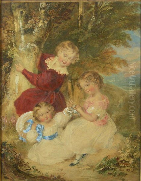 Portrait Of John Labouchere's Children Oil Painting by Marie Francoise Corbeaux