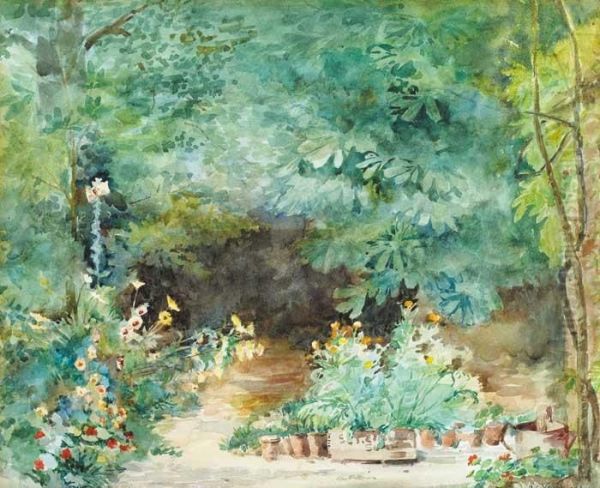 The Garden At Bedford Square Oil Painting by Elizabeth Corbet-Yeats