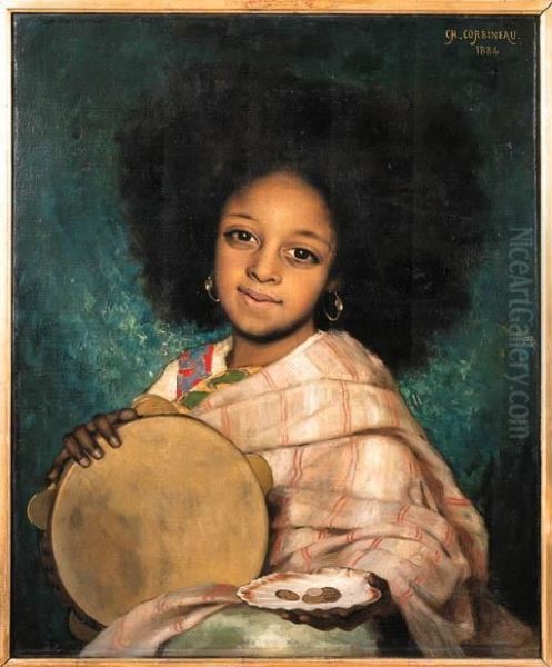 La Fille Avec Tambourin Oil Painting by Charles-Auguste Corbineau