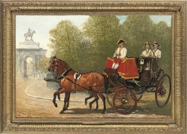 Returning From Her Majesty's Drawing-room, Hyde Park Corner Oil Painting by Alfred Corbould