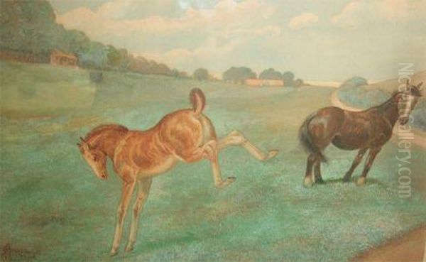 The Frisky Foal Oil Painting by Aster R.C. Corbould