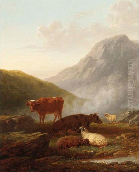 Highland Cattle Oil Painting by Aster R.C. Corbould