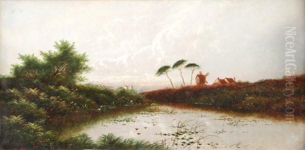 River Scenes Oil Painting by Edward Henry Corbould