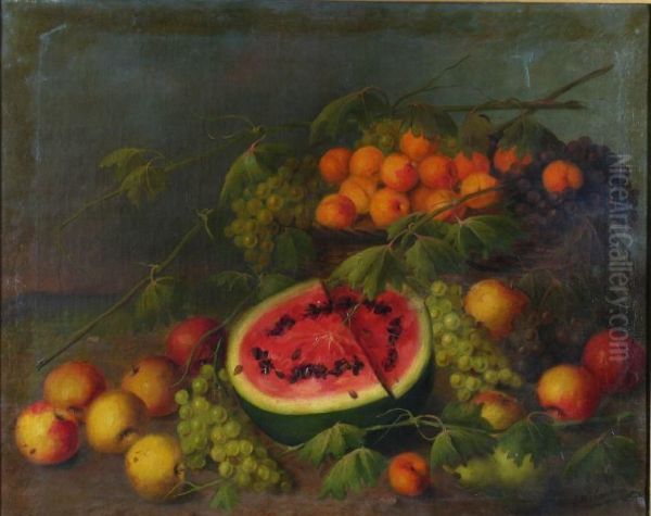 Bodegon Con Sandia Y Frutas Oil Painting by Jose Maria Corchon