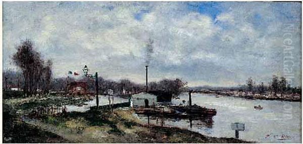 Les Bords De Marne Oil Painting by Federico Corchon y Diaque