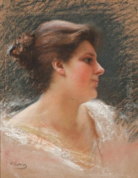 Portrait De Jeune Femme Oil Painting by Vittorio Matteo Corcos