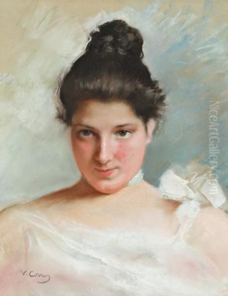 Portrait De Jeune Fille Oil Painting by Vittorio Matteo Corcos