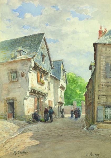  Ruelle Animee A Auray (morbihan  Oil Painting by Raoul Cordier